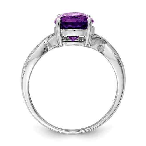 Sterling Silver Rhodium Amethyst & 0.01ct Diamond Ring, 2 mm - QDX390 - View 2