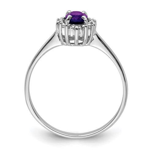 Sterling Silver Rhodium Amethyst & 0.012ct Diamond Ring, 2 mm - View 2