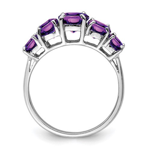 Sterling Silver Rhodium Amethyst Ring, 2 mm - QDX418 - View 2
