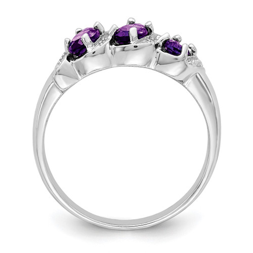 Sterling Silver Rhodium Amethyst & 0.01ct Diamond Ring, 2 mm - QDX420 - View 2