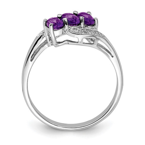 Sterling Silver Rhodium Amethyst & 0.01ct Diamond Ring, 2 mm - QDX421 - View 2