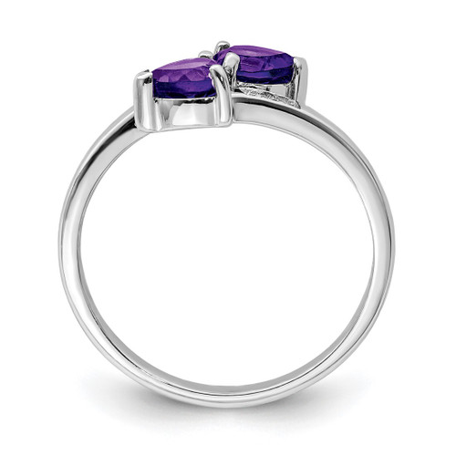 Sterling Silver Rhodium Amethyst & 0.01ct Diamond Heart Ring, 2 mm - View 2