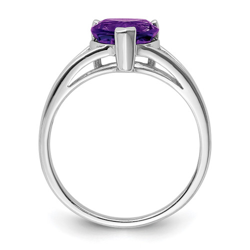 Sterling Silver Rhodium Amethyst Ring, 2 mm - QDX434 - View 2