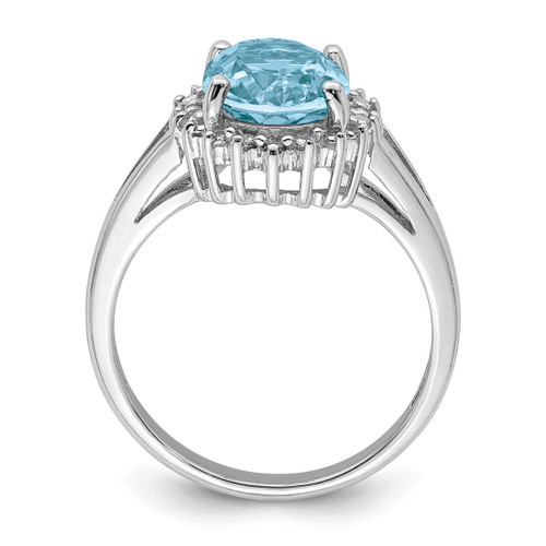 Sterling Silver Rhodium Light Swiss Blue Topaz & 0.01ct Diamond Ring, 2 mm, 2 mm Wide, Polished - QDX566 - View 2