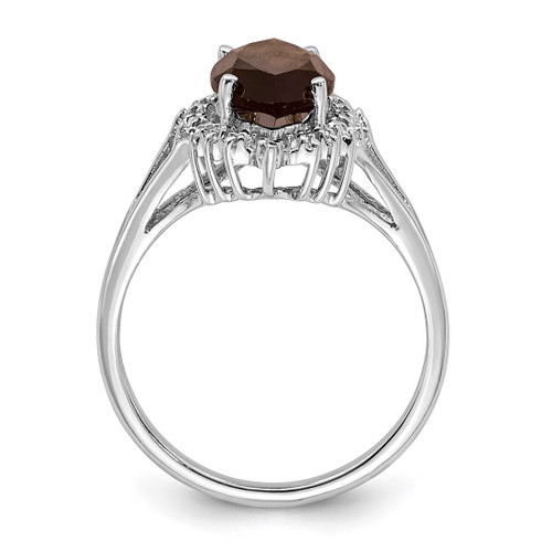 Sterling Silver Rhodium Smoky Quartz 0.01ct Diamond Ring, 2 mm - QDX670 - View 2