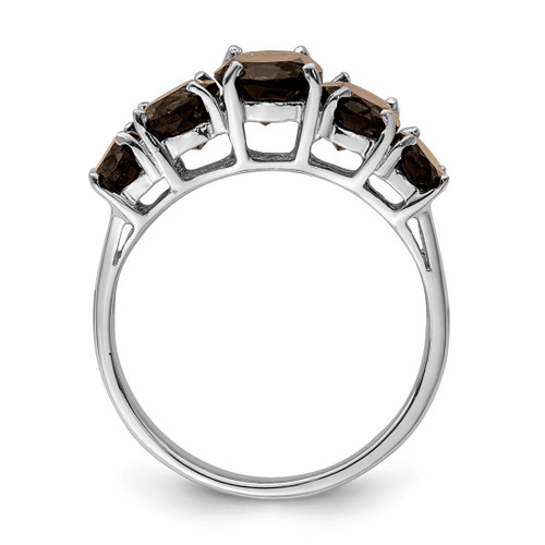Sterling Silver Rhodium Smoky Quartz Ring, 2 mm - QDX718 - View 2