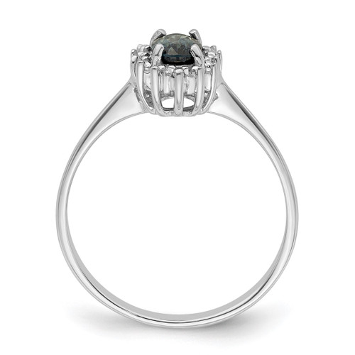 Sterling Silver Rhodium-Plated Sapphire 0.012ct Diamond Ring, 2 mm - View 2