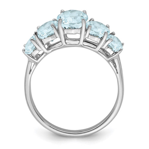 Sterling Silver Rhodium Aqua Ring, 2 mm - View 2