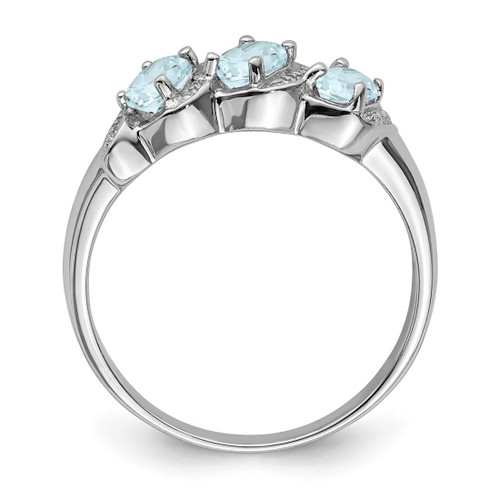 Sterling Silver Rhodium Aqua & 0.01ct Diamond Ring, 2 mm - QDX872 - View 2