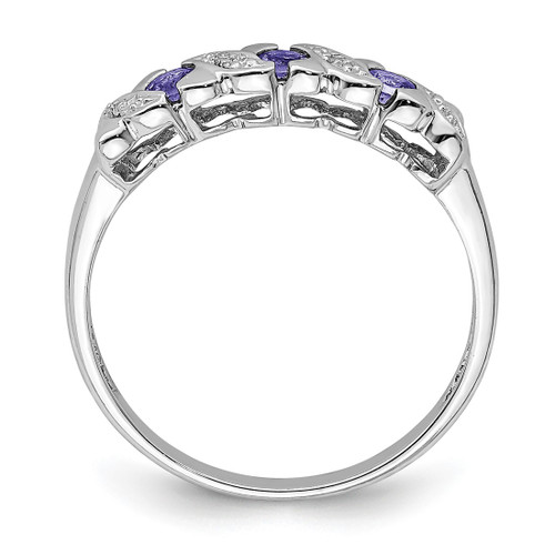 Sterling Silver Rhodium-Plated Tanzanite & 0.012ct Diamond. Ring, 2 mm - QDX944 - View 2