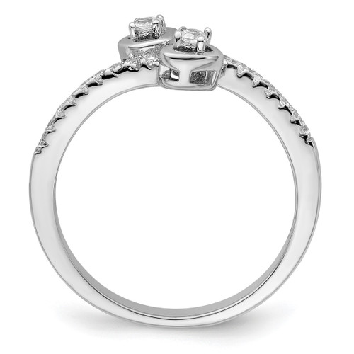 Brilliant Embers Sterling Silver Rhodium-Plated 21 Stone Micro Pavé Cubic Zirconia Heart Ring, 7 mm - View 2