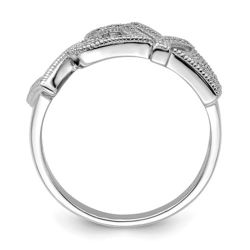 Brilliant Embers Sterling Silver Rhodium-Plated 63 Stone Micro Pavé Cubic Zirconia Polished Love Ring, 10 mm - View 2