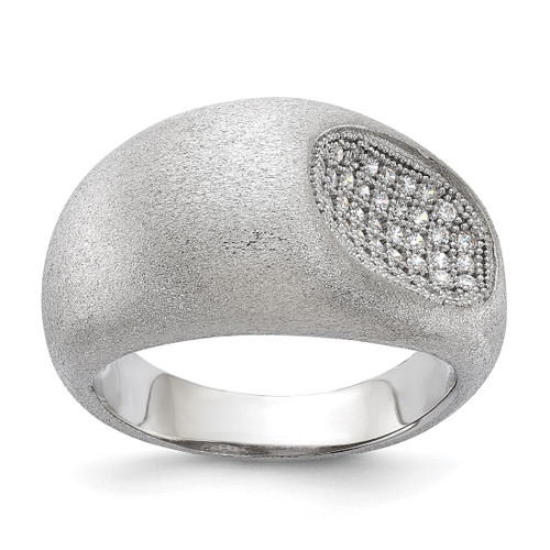 Rhodium-Plated Sterling Silver Brilliant Embers Modern Brushed Cubic Zirconia Ring