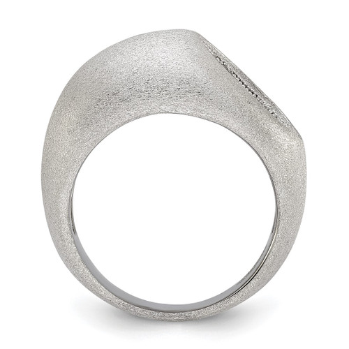 Rhodium-Plated Sterling Silver Brilliant Embers Modern Brushed Cubic Zirconia Ring - View 2