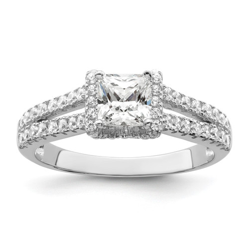 Brilliant Embers Sterling Silver Rhodium-Plated 61 Stone Micro Pavé Cubic Zirconia Ring, 7 mm