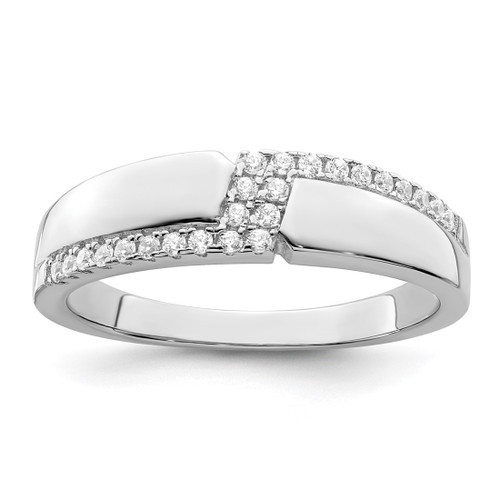 Brilliant Embers Sterling Silver Rhodium-Plated 24 Stone Micro Pavé Cubic Zirconia Men'S Ring, 7 mm