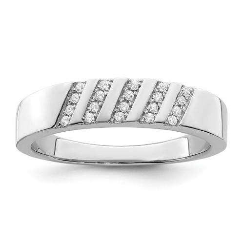 Brilliant Embers Sterling Silver Rhodium-Plated 20 Stone Micro Pavé Cubic Zirconia Men'S Ring, 5 mm