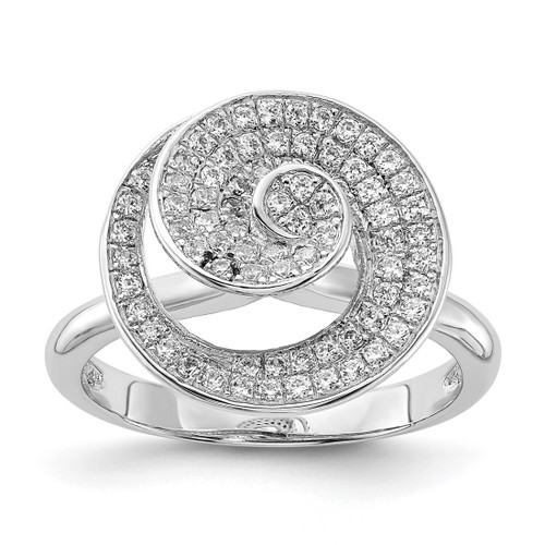Rhodium-Plated Sterling Silver & Cubic Zirconia Brilliant Embers Swirl Circle Ring, 2.6 mm