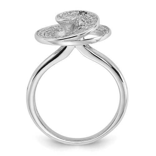 Rhodium-Plated Sterling Silver & Cubic Zirconia Brilliant Embers Swirl Circle Ring, 2.6 mm - View 2