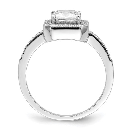 Brilliant Embers Sterling Silver Rhodium-Plated 37 Stone Halo Micro Pavé Cubic Zirconia Ring, 2 mm - View 2
