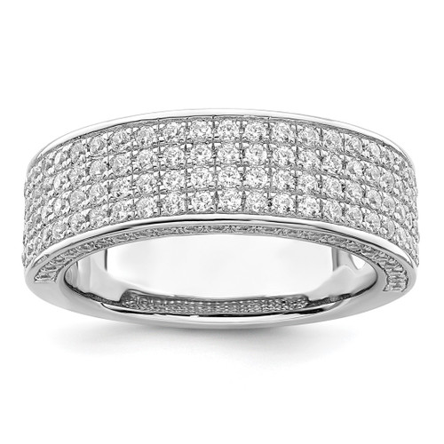 Brilliant Embers Sterling Silver Rhodium-Plated 142 Stone Micro Pavé Cubic Zirconia Ring, 6 mm