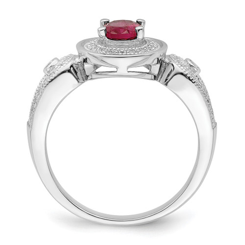 Brilliant Embers Sterling Silver Rhodium-Plated 57 Stone Micro Pavé White and Red Cubic Zirconia Ring, 11 mm - View 2
