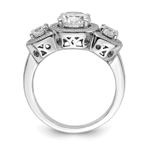 Brilliant Embers Sterling Silver Rhodium-Plated 50 Stone Micro Pavé Cubic Zirconia Ring, 9 mm - View 2