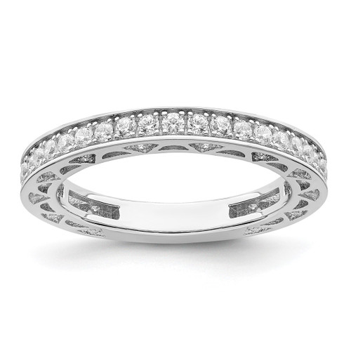 Brilliant Embers Sterling Silver Rhodium-Plated 59 Stone Micro Pavé Cubic Zirconia Ring, 3 mm
