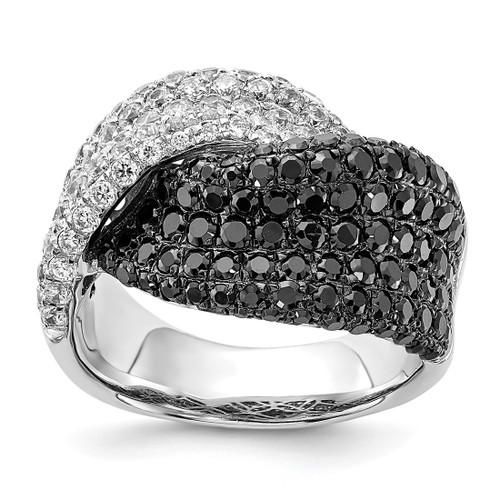 Sterling Silver Black & Clear Cubic Zirconia Ring