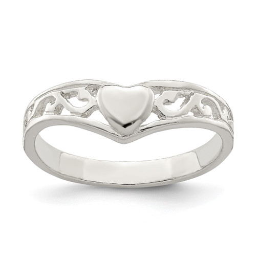 Sterling Silver Heart Ring, 6 mm