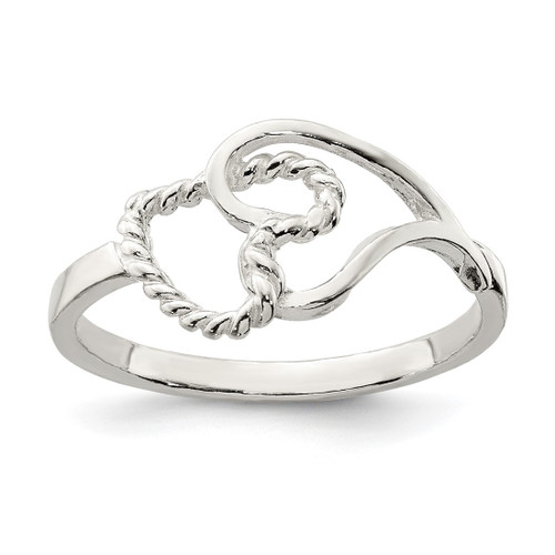 Sterling Silver Heart Ring, 2 mm, Twisted