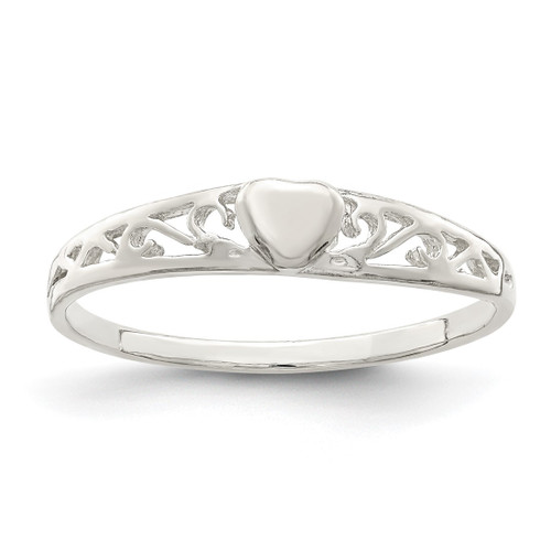 Sterling Silver Heart Ring, 2 mm, Filigree