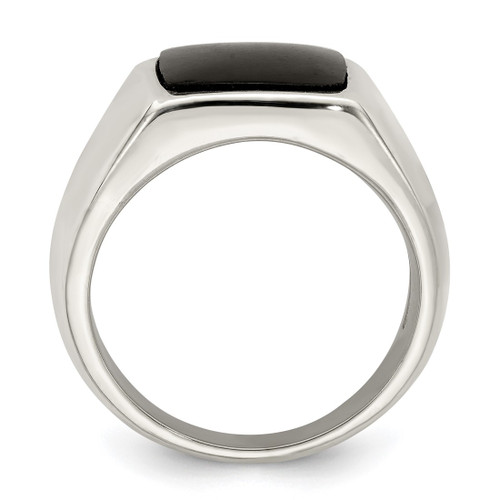 Sterling Silver Lab-Created Onyx Ring, 5 mm - View 2