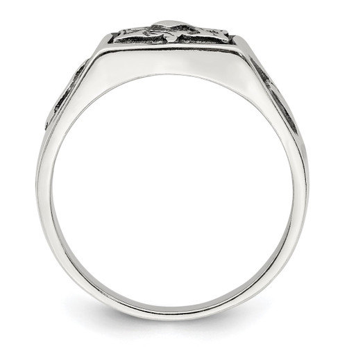 Sterling Silver Antiqued Masonic Ring, 10 mm - View 2