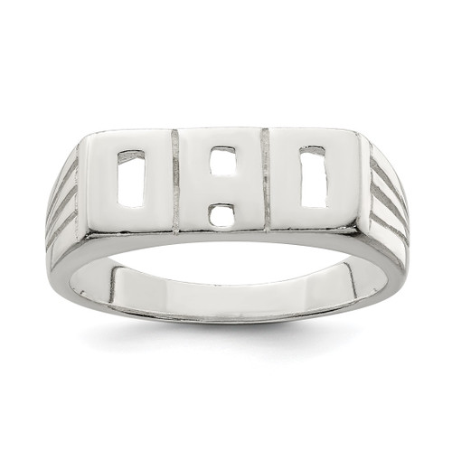 Sterling Silver Solid Dad Ring, 7 mm