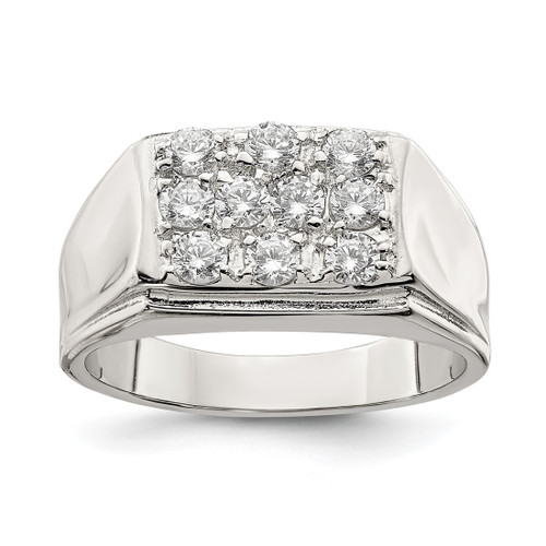 Sterling Silver Rhodium-Plated Men'S Cubic Zirconia Ring, 3.6 mm
