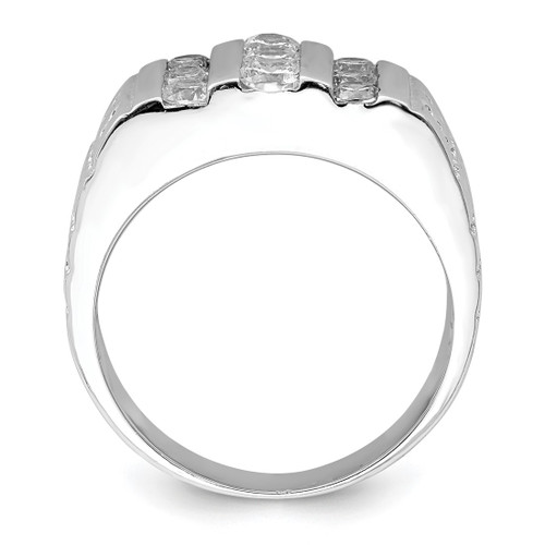 Sterling Silver Rhodium-Plated Men'S Cubic Zirconia Ring, 3.75 mm - View 2