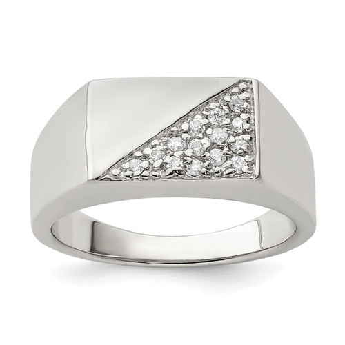 Sterling Silver Rhodium-Plated Men'S Cubic Zirconia Fashion Ring, 3.5 mm