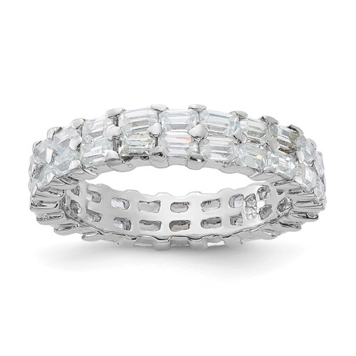 Sterling Silver Cubic Zirconia Double Band Ring, 4.6 mm