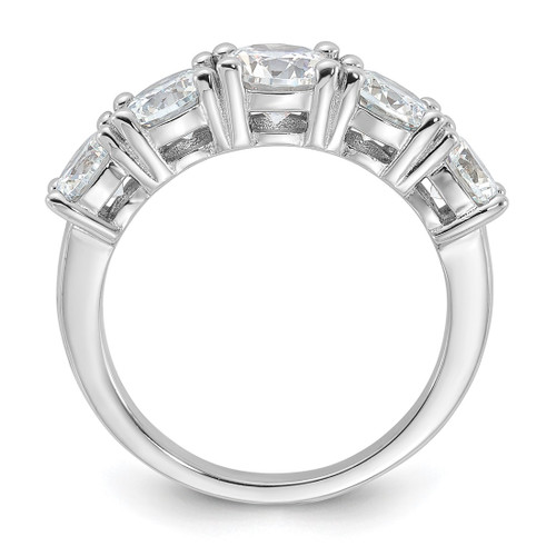 Sterling Silver Rhodium-Plated Cubic Zirconia 5-Stone Ring, 2 mm - View 2