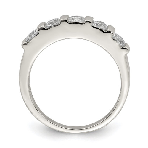Sterling Silver Rhodium-Plated Cubic Zirconia 5-Stone Ring, 4 mm - View 2