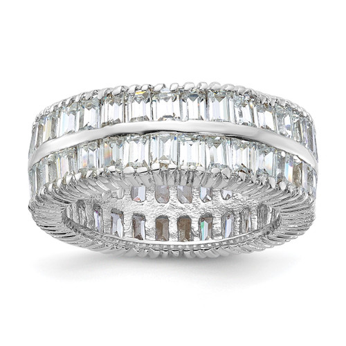Sterling Silver Cubic Zirconia Double Band Ring, 8 mm