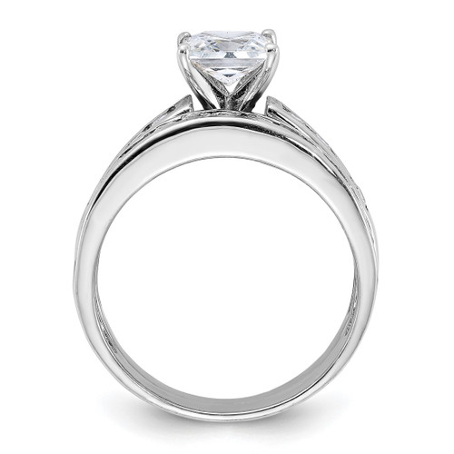 Sterling Silver Rhodium-Plated 2-Piece Cubic Zirconia Wedding Set Ring, Round - QR1338 - View 2