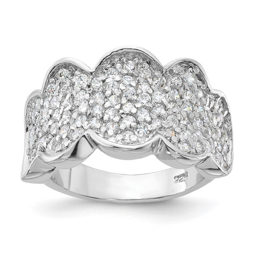 Sterling Silver Fancy Cubic Zirconia Cluster Ring