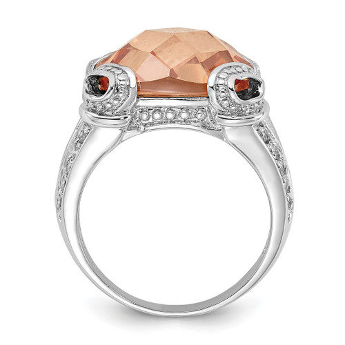 Sterling Silver Polished Champagne & Clear Cubic Zirconia Ring - View 2