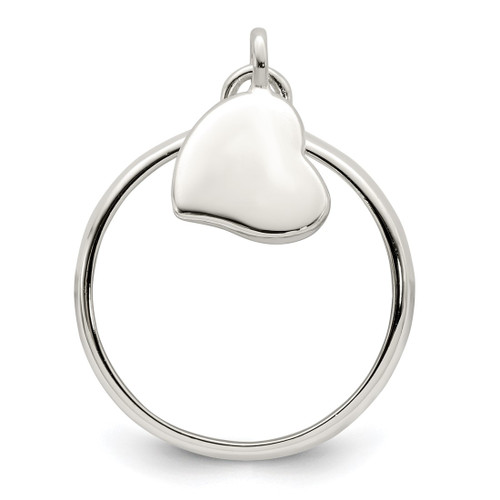 Sterling Silver Dangle Heart Ring, 3 mm - View 2
