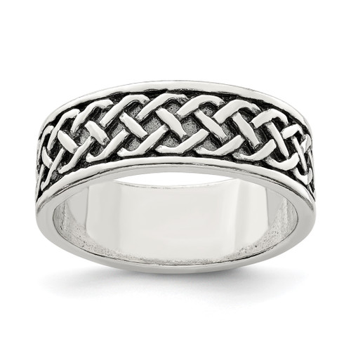 Sterling Silver Weave Design Ring, 7 mm