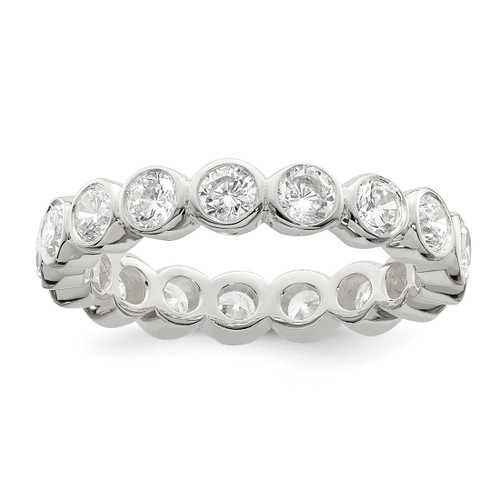 Sterling Silver Cubic Zirconia Band Ring, 4 mm