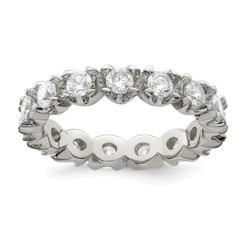 Sterling Silver Rhodium-Plated Cubic Zirconia Eternity Ring, 4 mm