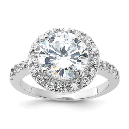 Sterling Silver Rhodium-Plated Cubic Zirconia Ring, 2 mm, Polished, 12 mm Top Length, 12 mm Top Width